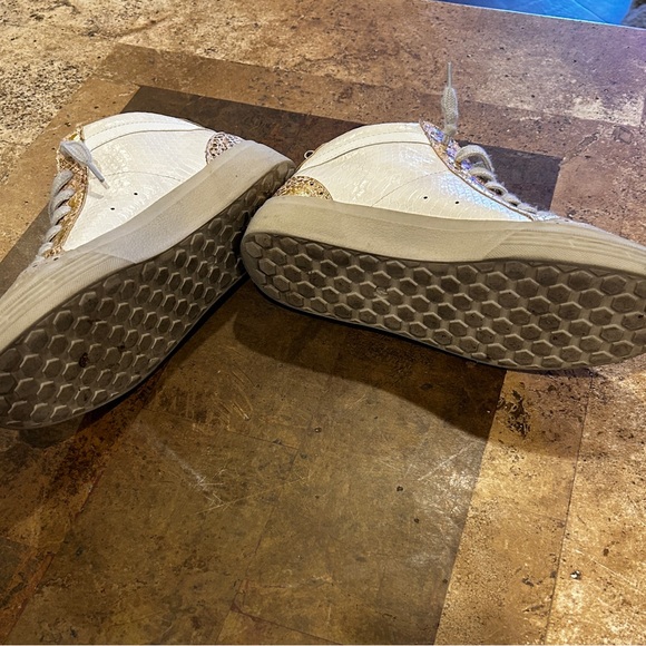 White and Gold High-Top Sneakers - Picture 10 of 10